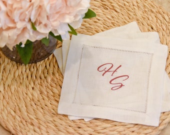 Monogram Cocktail Napkin | Custom | Housewarming Gift | Cocktail Napkin | Linen Napkin | Monogram | Linen | Kitchen Linens | Bridal Gift