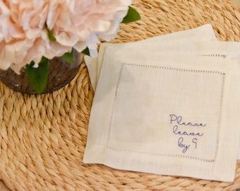 Please Leave by 9 Cocktail Napkin | Holiday Napkin | Housewarming Gift | Cocktail Napkin | Linen Napkin | Christmas | Linen | Kitchen Linens