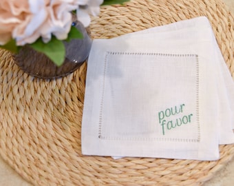 Pour Favor Cocktail Napkin | Holiday Napkin | Housewarming Gift | Cocktail Napkin | Linen Napkin | Christmas | Linen | Kitchen Linens