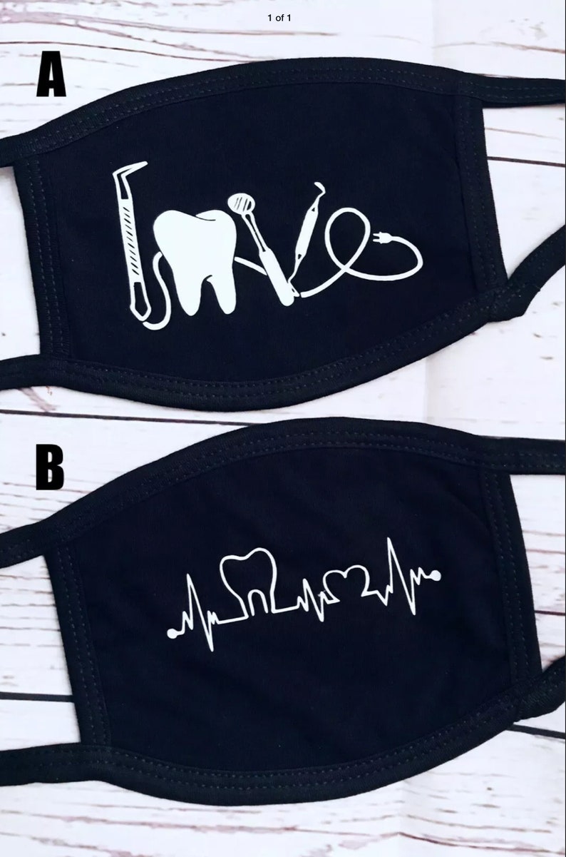 Dental Dentist Hygienist Adult Black 3 ply Face Mask Etsy