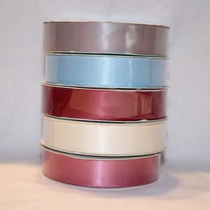 satin ribbon 5/8&quot; dull pastel hair bow party dark 5 pack
