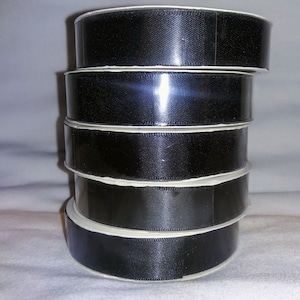 Black Satin Ribbon 5/8 inch brand new lot 5 pack