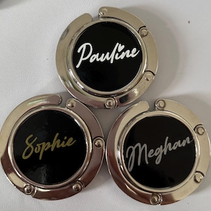 Personalised name handbag/jacket hook
