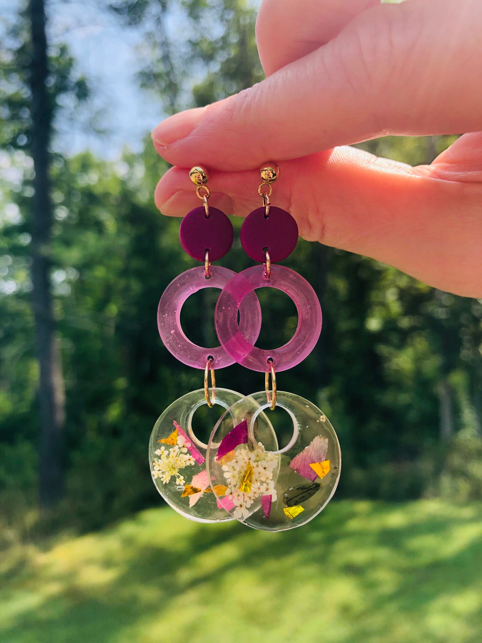 Resin & Polymer Clay Earrings // Drop Earrings //Handmade Etsy