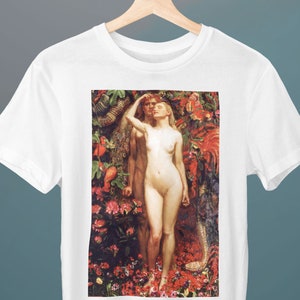 The Woman, the Man and the Serpent, Bam Shaw Painting, Unisex T-Shirt, Art T-Shirt, Gift for Her, Gift for Him, Art Lover Gift