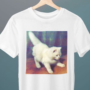 Young Angora Cat, Arthur Heyer Painting, Unisex T-Shirt, Art T-Shirt, Cat T-Shirt, Gift for Her, Gift for Him, Cat Lover Gift