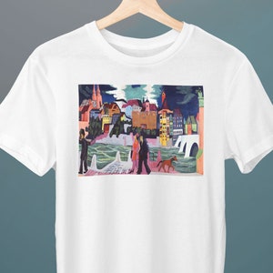 View of Basel and the Rhine, Ernst Ludwig Kirchner, Unisex T-Shirt, Gift for Her, Gift for Him, Art Lover Gift