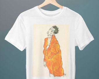 Self-portrait in Orange Jacket, Egon Schiele, Unisex T-Shirt, Art T-Shirt, Gift for Her, Gift for Him, Art Lover Gift