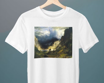 A Storm in the Rocky Mountains, Mt. Rosalie, Albert Bierstadt, Unisex T-Shirt, Art T-Shirt, Gift for Her, Gift for Him, Art Lover Gift