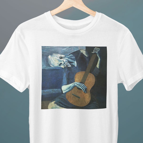 Le vieux guitariste, peinture de Pablo Picasso, T-shirt unisexe, T-shirt d’art, cadeau pour elle, cadeau pour lui, cadeau d’amateur d’art