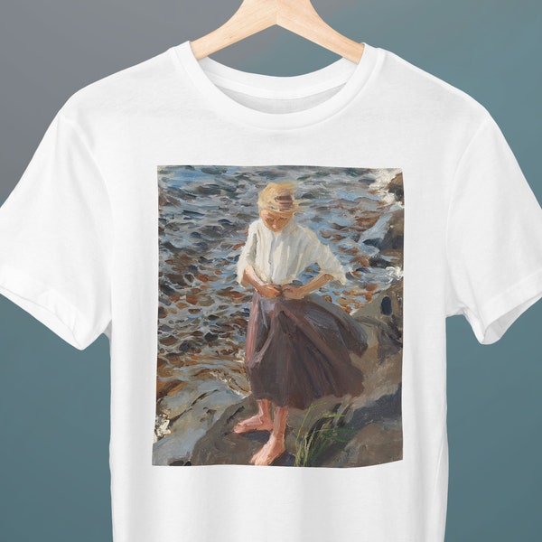 A Girl Standing in the Wind, Akseli Gallen-Kallela, Unisex T-Shirt, Art T-Shirt, Symbolism, Gift for Her, Gift for Him, Art Lover Gift