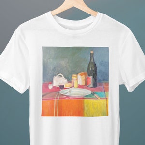 Cheese and Wine, John Augustus Avis Painting, Unisex T-Shirt, Flower T-Shirt, Art Tee, Floral, Gift for Her, Gift for Him, Art Lover Gift