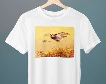 English Partridge In Flight, Archibald Thorburn Painting, Unisex T-Shirt, Naturalism, Wildlife, Art T-Shirt, Gift for Her, Gift for Him