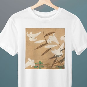 Lily and Dayflower, Ogata Korin Painting, Unisex T-Shirt, Art T-Shirt, Flower T-Shirt, Gift for Her, Gift for Him, Art Lover Gift