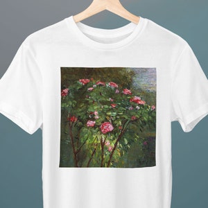 Rose Bush in Flower, Gustave Caillebotte, Unisex T-Shirt, Flower T-Shirt, Gift for Her, Gift for Him, Art Lover Gift