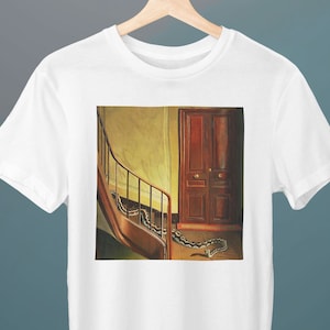 Danger on the Stairs, Pierre Roy, Unisex T-Shirt, Art T-Shirt, Surrealism, Gift for Her, Gift for Him, Art Lover Gift