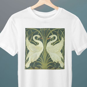 Swan, Rush, Iris, Walter Crane, Unisex T-Shirt, Art T-Shirt, Fine Art, Neo-Romanticism, Gift for Her, Gift for Him, Art Lover Gift