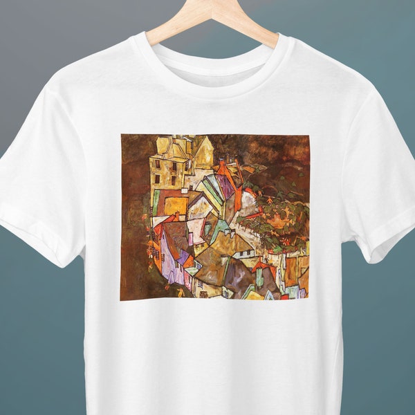 Edge of Town, Krumau Town Crescent, Egon Schiele Painting, Unisex T-Shirt, Art T-Shirt, Gift for Her, Gift for Him, Art Lover Gift