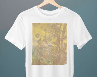 Trees On A Yellow Background, Odilon Redon, Unisex T-Shirt, Fine Art T-Shirt, Gift for Her, Gift for Him, Art Lover Gift