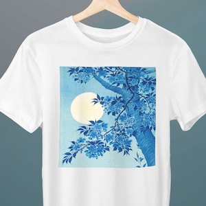 Cherry on a Moonlit Night, Ohara Koson, Unisex T-Shirt, Shin-hanga, Japanese Art, Art T-Shirt, Gift for Her, Gift for Him