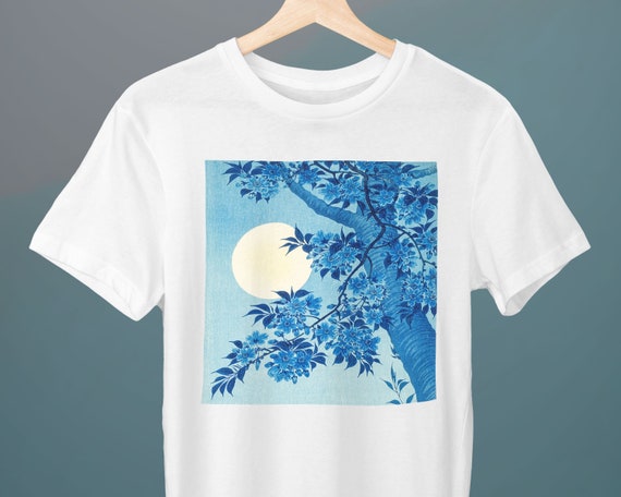 Cherry on a Moonlit Night, Ohara Koson, Unisex T-Shirt, Shin-hanga, Japanese Art, Art T-Shirt, Gift for Her, Gift for Him
