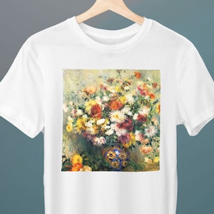 Vase of Chrysanthemums, Pierre-Auguste Renoir Painting, Unisex T-Shirt, Art T-Shirt, Gift for Her, Gift for Him, Art Lover Gift