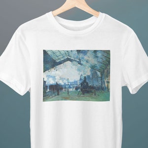 Arrival of the Normandy Train, Gare Saint-Lazare, Claude Monet, Unisex T-Shirt, Art T-Shirt, Gift for Her, Gift for Him, Art Lover Gift