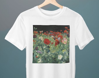 Mohnblumen, John Singer Sargent Malerei, Unisex T-Shirt, Kunst-T-Shirt, Realismus, Blumen, Geschenk für sie, Geschenk für ihn, Kunstliebhaber Geschenk