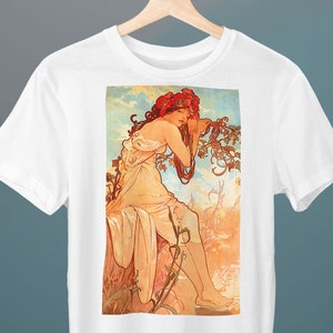 Summer III, Alphonse Mucha, Unisex T-Shirt, Art T-Shirt, Fine Art T-Shirt, Gift for Her, Gift for Him, Art Lover Gift
