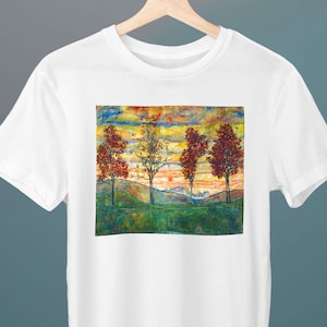 Quatre Arbres, Egon Schiele Painting, Unisex T-Shirt, Expressionism, Art T-Shirt, Gift for Her, Gift for Him
