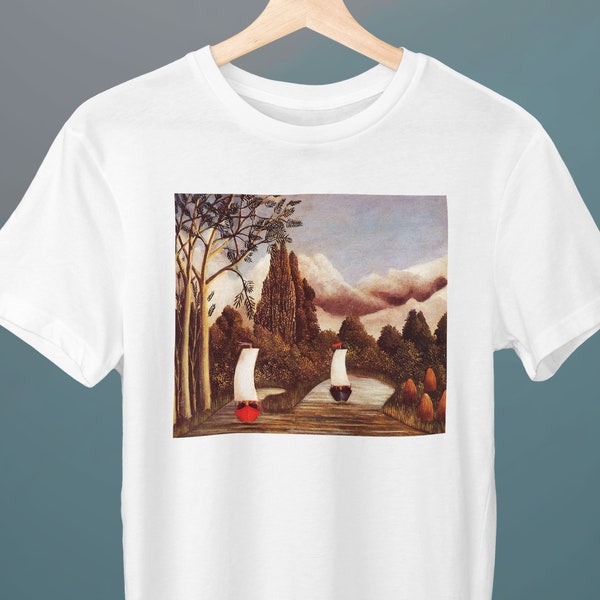 Banks of The Oise, Henri Rousseau Malerei, Unisex T-Shirt, Kunst T-Shirt, Geschenk für sie, Geschenk für ihn, Kunstliebhaber Geschenk
