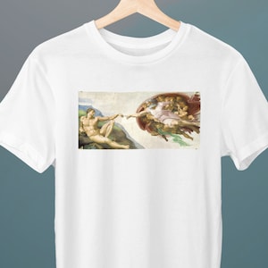 The Creation of Adam, Michelangelo Painting, Unisex T-Shirt, Art T-Shirt, Gift for Her, Gift for Him, Art Lover Gift