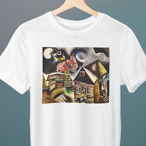 Rain, Marc Chagall Painting, Unisex T-Shirt, Cubism, Pastoral, Fine Art T-Shirt, Gift for Her, Gift for Him, Art Lover Gift image 1