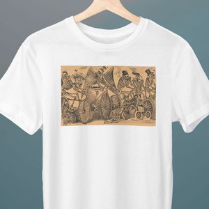 Bikes, Skeletons (Calaveras) Riding Bicycles, José Guadalupe Posada, Unisex T-Shirt, Skull T-Shirt, Art T-Shirt