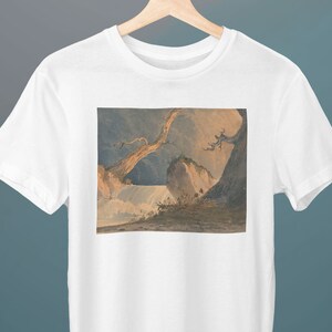 Waterfall in a Desolate Landscape, John Sell Cotman, Unisex T-Shirt, Art T-Shirt, Gift for Her, Gift for Him, Art Lover Gift