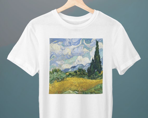 Wheat Field with Cypresses Vincent Van Gogh Men's Cotton Tee Wheat Field with Cypresses Vincent Van Gogh Men's Cotton Tee