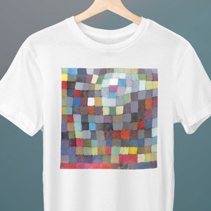 Mai Bild, Paul Klee Malerei, Unisex T-Shirt, Fine Art T-Shirt, Abstraktion, Quadrate T-Shirt, Geschenk für sie, Geschenk für ihn, Kunstliebhaber Geschenk