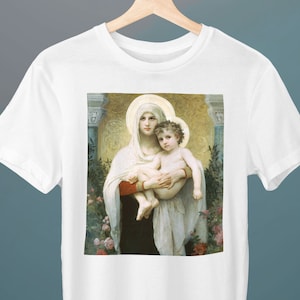 The Madonna of the Roses, William-Adolphe Bouguereau, Unisex T-Shirt, Art T-Shirt, Realism, Gift for Her, Gift for Him, Art Lover Gift
