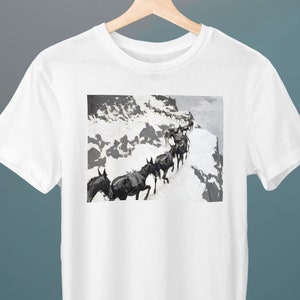 The Mule Pack, Frederic Remington, Unisex T-Shirt, Art T-Shirt, Fine Art, Gift for Her, Gift for Him, Art Lover Gift