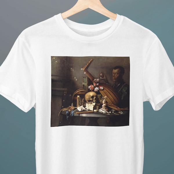 Vanitas, David Bailly, Unisex T-Shirt, Skull T-Shirt, Spooky T-Shirt, Art T-Shirt, Gift for Her, Gift for Him