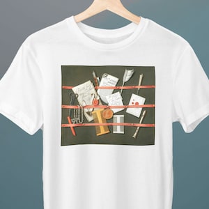 Natureza morta, um porta-cartas, Edwart Collyer, camiseta unissex, camiseta artística, presente para ela, presente para ele, presente para amantes da arte