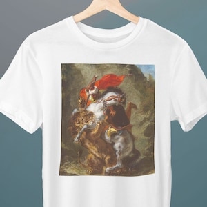 Arab Horseman Attacked by a Lion, Eugene Delacroix, Unisex T-Shirt, Art T-Shirt, Gift for Her, Gift for Him, Art Lover Gift