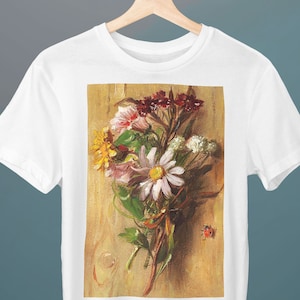 Flower piece with Ladybug, Blumenstück mit Marienkäfer, Hans Zatzka Painting, Unisex T-Shirt, Art T-Shirt, Flower T-Shirt, Art Lover Gift