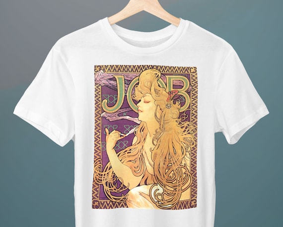 Job Cigarettes, Alphonse Mucha, Unisex T-shirt, Art T-shirt, Fine 