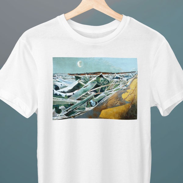 Dode Zee, Totes Meer, Paul Nash Painting, Unisex T-shirt, kunst T-shirt, luchtwezens, cadeau voor haar, cadeau voor hem, kunstliefhebber cadeau