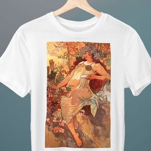 Autumn VII, Alphonse Mucha, Unisex T-Shirt, Art T-Shirt, Fine Art T-Shirt, Gift for Her, Gift for Him, Art Lover Gift