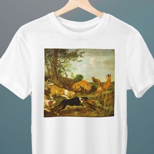 Fox Hunt, Paul de Vos Painting, Unisex T-Shirt, Art T-Shirt, Fine Art T-Shirt, Gift for Her, Gift for Him, Art Lover Gift