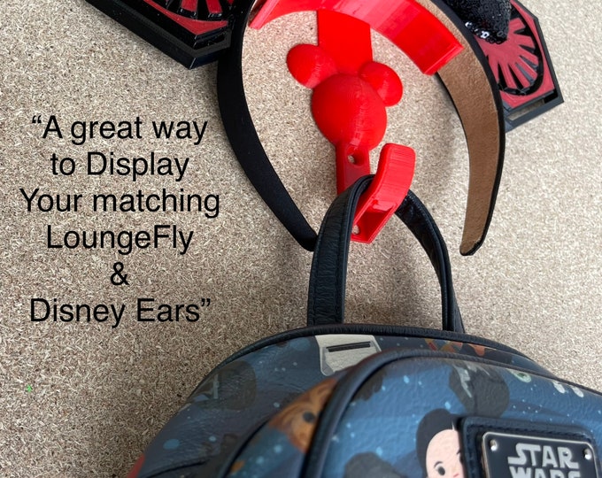 Mickey themed Backpack/Ear display combo fathers day mothers day mom dad xmas holiday multi color closet wall house decorating solution idea