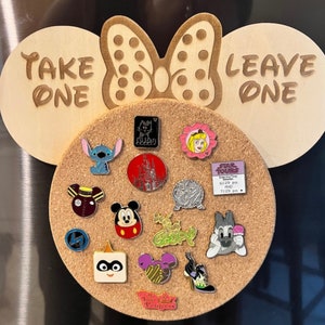 Take One Leave One Mickey Shaped Cork Board Pin Trading Pin collection