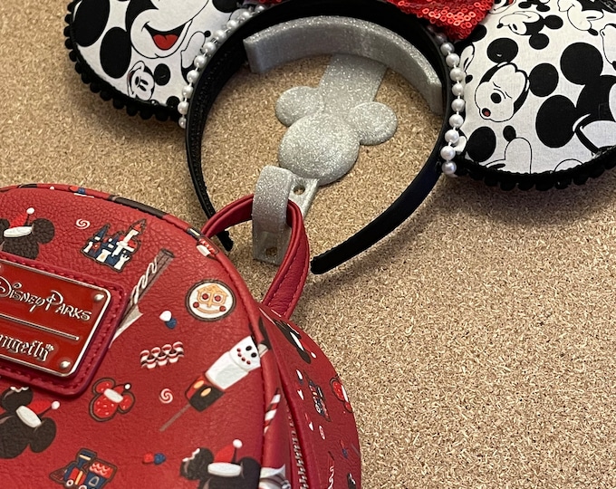 Mickey themed Backpack/Ear display combo Glittered colors available, holiday gift idea Bag storage ideas, matching collection gift idea